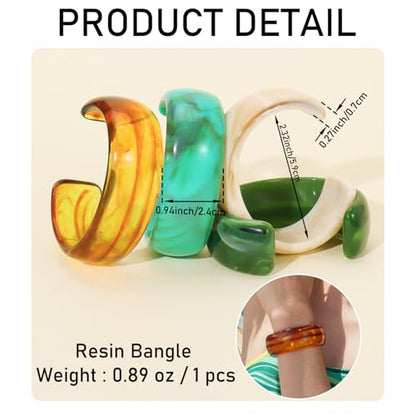 Firstmeet Wide Bold Open Cuff Acrylic Bangle - Oversized Statement Bracelet for Edgy Style - color: Amber