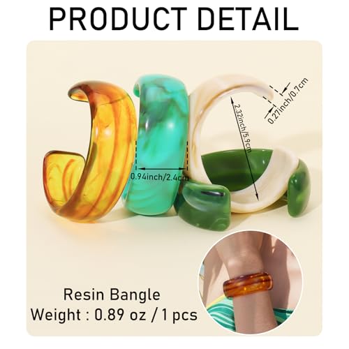 Firstmeet Wide Bold Open Cuff Acrylic Bangle - Oversized Statement Bracelet for Edgy Style - color: Green