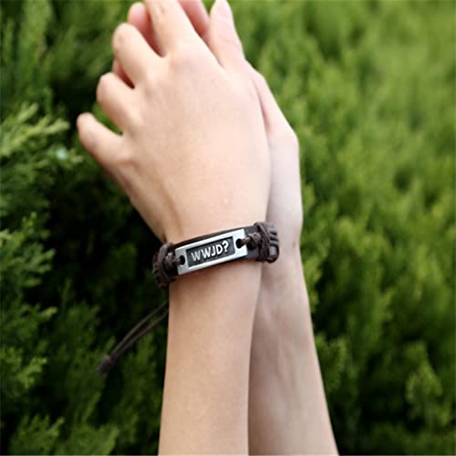 FORUBUS Religious Cross Leather Bracelet, Leather Cross Bracelet for Women Men Religious Gift, Church Pray Baptism Christmas Jewelry - color: Brown Cross+WWJD