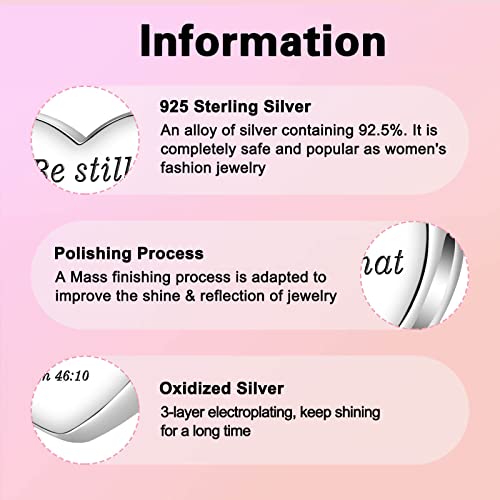 LUXILLA Love You Best Friend Grandma Wife Heart Charm 925 Sterling Silver Charms Fit for Bracelets Necklace Jewelry Gift for Women - color: Be still and know that I am God Psalm 46:10 Charm