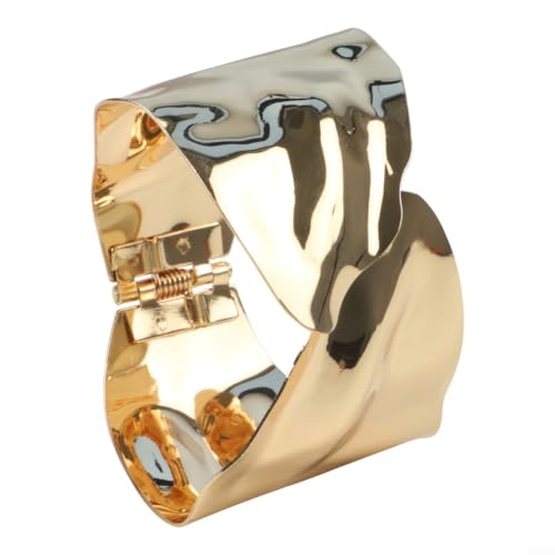 Hollow Geometric Open Cuff Bracelet for Women, Shining Electroplated Iron Wristband, Novel Designer Fashion Jewelry Accessory in Gold or Silver