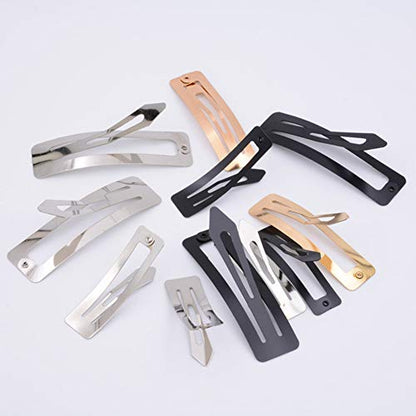 30Pcs No Slip Metal Snap Hair Clips Grips Hair Barrettes Rectangle BB Clips for Women Hair Accessories, 60mm (Silver, Black and Rose Gold)
