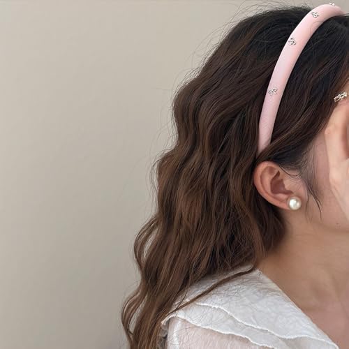 Kilener Padded Headbands for Women Bow Headband Thin Padded Headband Hairband with Bow Hair Bands for Women's Hair Non Slip Bowknot Headbands Pink - color: Pink
