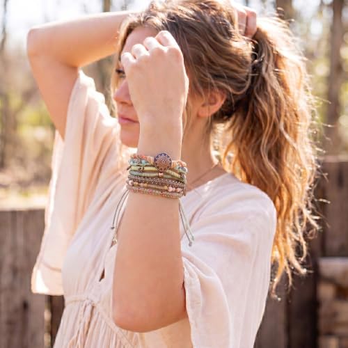 Wakami Charm Bracelet Stack Beaded Stackable Bracelets for Women - color: Day | 6.5IN
