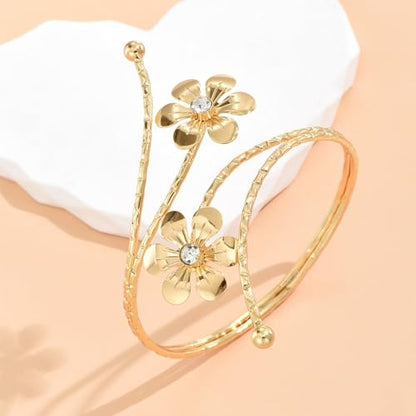 Harry and Henry Arm Cuff Gold Upper Arm Jewelry for Women Adjustable Open Cuff Bangle Bracelets Armband Jewelry Summer Outfits for Women 2026 - color: E5:Arm Cuff Flower