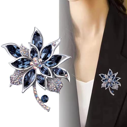 Lavender flower brooch crystal rhinestone tulip brooch elegant accessories jewelry women brooches and pins fashion jewelry wedding flowers lapel pin - color: Blue