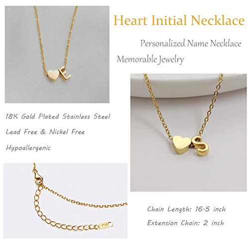 Glimmerst Initial Heart Necklace 18K Gold Plated Stainless Steel Tiny Heart Letter Necklace Personalized Monogram Name Necklace for Women - style: A Gold