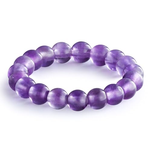 NLIEO Handmade Natural Gemstone Crystal Beaded Stretch Band Ring for Women | Handmade, 3mm Natural Stone, Size 7-12, Stretchy, Beaded Jewelry, Green Bead Rings, Trendy Jewelry Gift - style: Amethyst