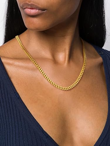PROSTEEL Chunky Cuban Link Curb Chain Necklace for Women Men, Stainless Steel Choker Thick Trendy Statement Hip Hop Miami Cuban Chain Jewelry Gifts Unisex Size,5/12/14mm Widths,18"/20" - color: 5mm-Gold, size: 20inches