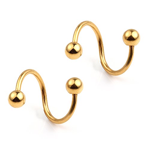 Ruifan 16G Stainless Steel Twist Ear Plug Earring Spiral Helix Stud Lip Ring Body Piercing Jewelry 8mm 10mm - style: 3Pairs - 10mm Mix Color