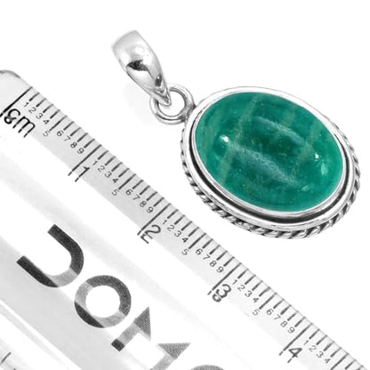 Chunky Natural Gemstone Pendant Necklace For Women Onyx, Turquoise, Amber, Garnet Oval Boho Genuine 925 Sterling Silver Handmade Jewelry - color: Amazonite