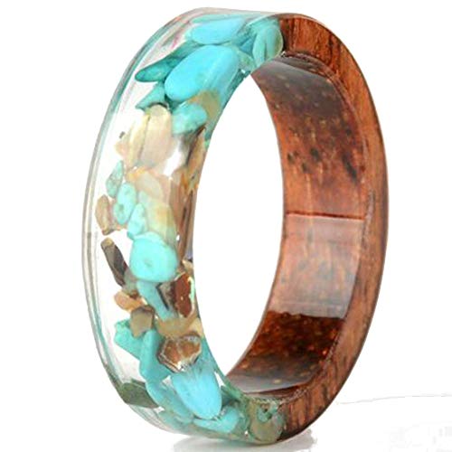 Jude Jewelers 8mm Transparent Acrylic Resin Wood Ocean Style Wedding Band Anniversary Ring - color: Turquoise