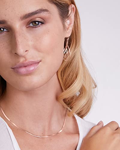 Milla Dainty Silver Drop Earrings for Women and Dangling Gold Earrings | Hypoallergenic, Easy to Wear, Available in 14K Gold, Rose Gold, or Silver Plated Finish, Different Designs - color: Double Teardrop / Rose Gold Plated