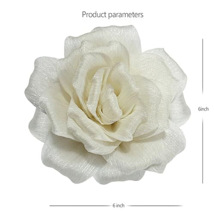 Flash Camellia Flower Brooch Pin for Women Men Elegant Texture Fabric Dahlia Rose Floral Brooches Lapel Pins Dainty Wedding Holiday Party Costume Dress Accessories Jewelry - color: Beige