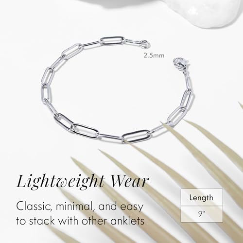DESTIN Jewelry 18K Gold Plated Paperclip Chain Necklace, 2.5-6.5mm | Waterproof, hypoallergenic and tarnish-resistant adjustable stainless steel layering chain for women. - color: Stainless Steel, size: 9", style: 2.5 MM