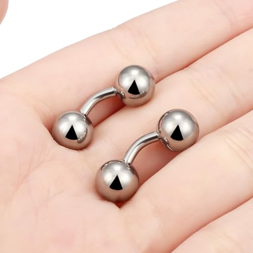 G23 Titanium 16G 14G 12G Big Piercing Balls PA Rings Piercing Jewelry Hypoallergenic Externally Threaded Curved Barbell VCH Piercing Jewelry Women Men 6mm 8mm 10mm Balls - style: 12G Titanium-6mm bars-8mm balls
