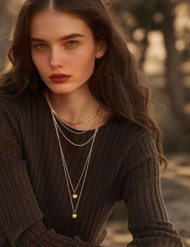 PEARLADA 18k Gold Plated Chain Long Necklace, Boho Sweater Necklace for Women, Geometric Pendant Y Necklace - color: Ball
