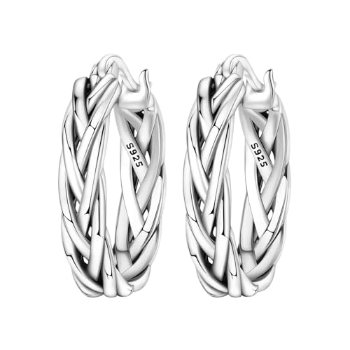 Floral Hoop Earrings 925 Sterling Silver with 14K Gold Plating – Lightweight CZ Flower Hoops | Hypoallergenic Jewelry for Women | Gift Box + Polishing Cloth - color: 21mm knitting earrings