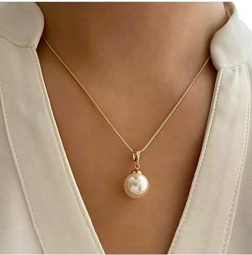 Faux Pearl Earring Necklace Set for Women Girlfriend Imitation Pearl Gold Drop Dangle Earrings Adjustable Pendant Choker Chain for Bridesmaid Bride Wedding Ornament Bridal Birthday Gifts 2Sets
