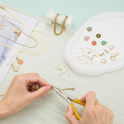 UMAOKANG 8 Mixed Color Enamel Charm, Gold Plated Stainless Steel Round Clover Bulk Charms Pendants DIY for Necklace Bracelet Jewelry Making Crafting - color: Round Clover