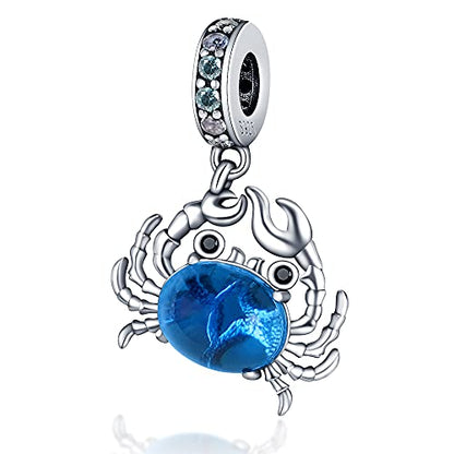 Pandach 925 Sterling Silver Charms Beads for Bracelets and Necklaces Butterfly and Headphones Pendants Clover Charms Jewelry Gift for Women - style: A pendant Crab Charm