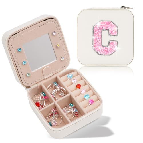 Uygafly Gifts for Teen Girl Trendy Stuff,Birthday Gift for 5 6 7 8 9 10 11 12 13 14 15 Year Old Girls,Cute Travel Jewelry Case Small Box | Cream,C - color: Cream, style: C