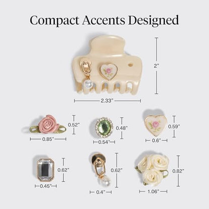 KitschPop ™ Hair Clips For Women with Charm Sets- Pearlized Cream, 7pcs Set | Customizable Cloud Claw Clip With Interchangeable Collectible Cute Charms – Hair Clips For Styling Updo, Half Updos - color: Pearlized Cream