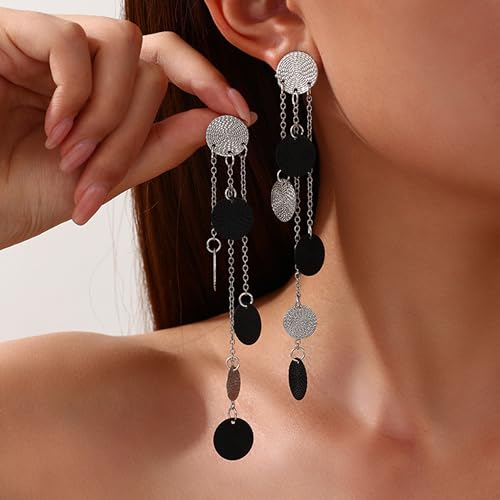 Gold Dangle Earrings for Women Long Statement Drop Boho Gold Chandelier Disc Tassel Earrings Dangle for Party Wedding Trendy Jewelry Gifts - color: M1
