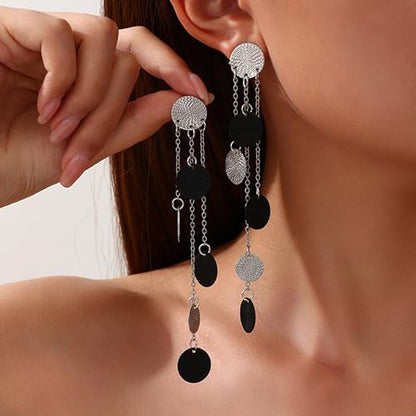 Gold Dangle Earrings for Women Long Statement Drop Boho Gold Chandelier Disc Tassel Earrings Dangle for Party Wedding Trendy Jewelry Gifts - color: M1