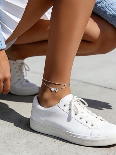 FaithHeart Waterproof Initial Ankle Bracelets for Women, Initial Anklets with Heart CZ Stainless Steel Layered Letter A-Z Anklet No Tarnish Ankle Jewelry - color: Silver, size: Initial X