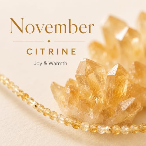 ARSIS Genuine Beaded Gemstone Necklace for Women, Colorful Natural Stone Handmade Bead Choker, Personalized Birthstone Necklace, Boho Summer Beach Necklace Layering Stackable Jewelry Gift - color: Citrine (November)