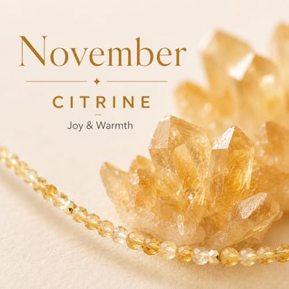 ARSIS Genuine Beaded Gemstone Necklace for Women, Colorful Natural Stone Handmade Bead Choker, Personalized Birthstone Necklace, Boho Summer Beach Necklace Layering Stackable Jewelry Gift - color: Citrine (November)