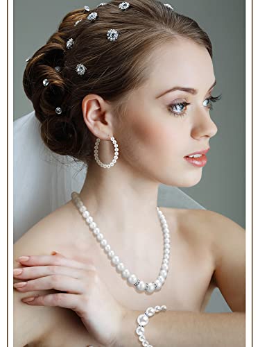 BBTO 8 Pcs Pearl Necklace and Earring Set for Women Faux Pearl Bracelet Costume Jewelry Set for Wedding Bridal Shower Party - style: Elegant Style
