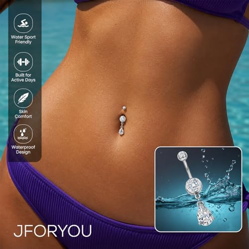 Belly Button Rings Stainless Steel 14G CZ Opal Navel Rings Barbells Women Girls Belly Piercing Jewelry - color: Silver Color-Style C: 3PCS