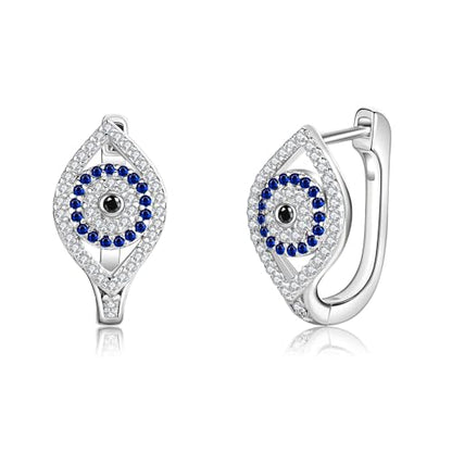 Blue Evil Eye/Celtic/Owl/Moonstone/Paw Print/Cubic Zirconia Hoop Earrings for Women 925 Sterling Silver Women Earrings Jewelry - style: eye C