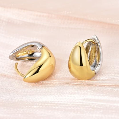 925 Sterling Silver Huggie Hoop Earrings for Women with 5A Cubic Zirconia Jewelry Birthday Gift - style: Color clash