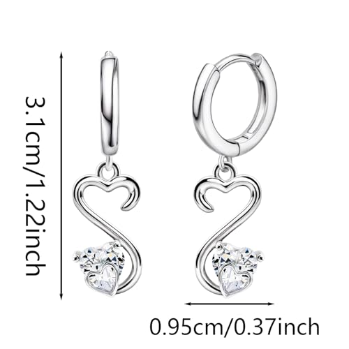 Heart Earrings for Women Girls-Sterling Silver Heart Dangle Hoop Earrings with Charm Love Huggie Hoop Earrings Hypoallergenic Delicate Jewelry Gifts for Women Girls Birthday - color: Open Heart Earrings