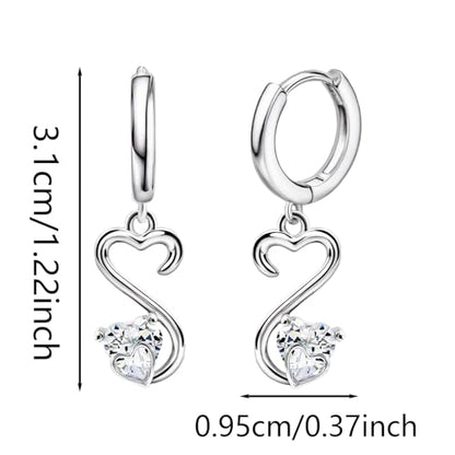 Heart Earrings for Women Girls-Sterling Silver Heart Dangle Hoop Earrings with Charm Love Huggie Hoop Earrings Hypoallergenic Delicate Jewelry Gifts for Women Girls Birthday - color: Open Heart Earrings