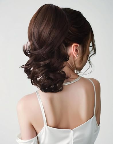 11'' Curly Claw Clip On Ponytail Heat Resistant Hair Extensions Synthetic Long Pony Tail Hairpiece For Women Daily Party - color: Chocolate Brown