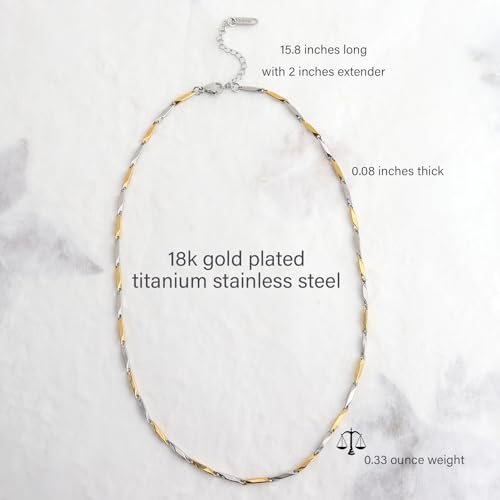 Jean Beau Gold Choker Necklace for Women, Simple 18K Gold Plated Adjustable Link Chain Prom Jewelry Gifts - color: Gas