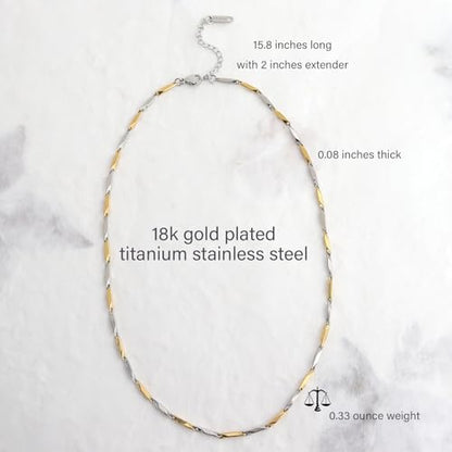Jean Beau Gold Choker Necklace for Women, Simple 18K Gold Plated Adjustable Link Chain Prom Jewelry Gifts - color: Gas