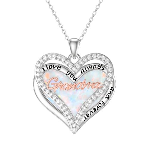925 Sterling Silver Necklace Gifts for Women Crystal/Opal Jewelry Pendant Christmas Birthday Gift - style: Opal-Grandma