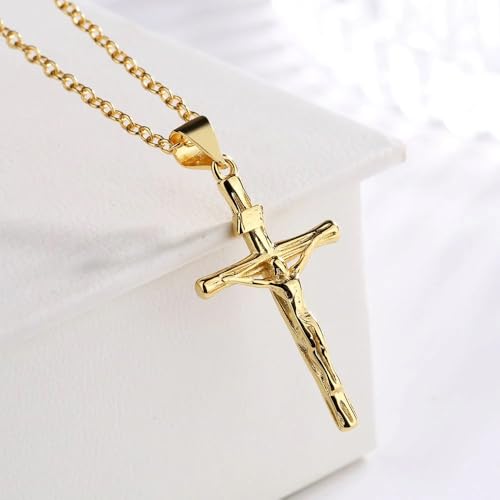 Amy & Annette 14k Gold or Sterling Silver Crucifix Cross Pendant Necklace - color: Sterling Silver