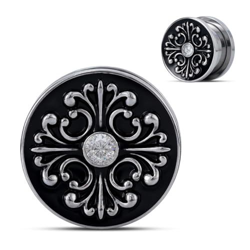 COOEAR Stainless Steel Star Ear Gauges, Vintage Gothic Ear Plugs and Tunnels, Fashion Ear Expanders. - color: S8777G, size: 5/8"(16mm)