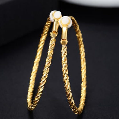 Symvikio Large Clip On Hoop Earrings for Women,14K Gold Big Circle Clip Hoops Chunky Earring Clips for Non Pierced Ears Lightweight Jewelry Gifts 50mm - color: Gold