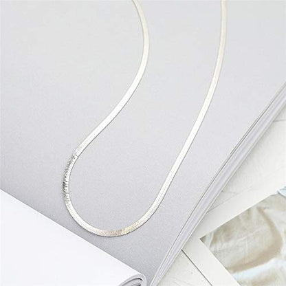 2mm Snake Chain Choker Necklace for Women 925 Sterling Silver 14K Lightweight Crafted Herringbone Magic Thin Flat Chain Claw Clasp Dainty Necklace 18 inch