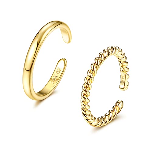 IRONBOX 14K Gold Filled Toe Rings for Women Simple Open Band Toe Ring Adjustable Toe Rings - color: Gold D