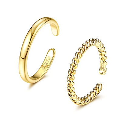 IRONBOX 14K Gold Filled Toe Rings for Women Simple Open Band Toe Ring Adjustable Toe Rings - color: Gold D