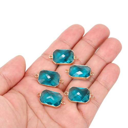 PATIKIL Birthstone Connector Link, Diamond Clear Charm Links, Glass Jewelry Findings Crystal Bead Link for Drop Dangle Pendants Necklace Bracelet Earring - color: Light Blue