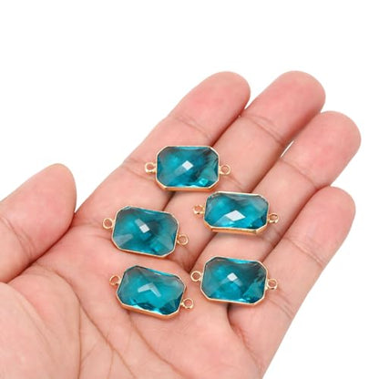 PATIKIL Birthstone Connector Link, Diamond Clear Charm Links, Glass Jewelry Findings Crystal Bead Link for Drop Dangle Pendants Necklace Bracelet Earring - color: Light Blue